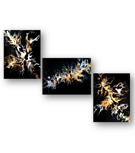 20031 Gold-White-Black Splash Triptych - JoWellArt