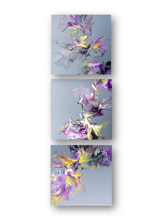 20025 Beauty of Gray Triptych I - JoWellArt