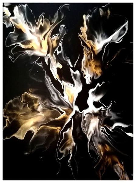 20031 Gold-White-Black Splash Triptych - JoWellArt