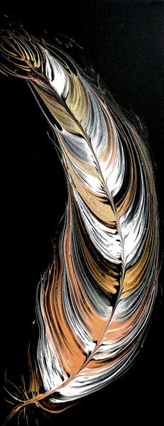 20033 Delicate Feather Gold/Silver Diptych - JoWellArt