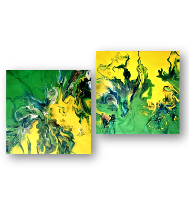 20023 Yellow/Green Metallic Diptych - JoWellArt