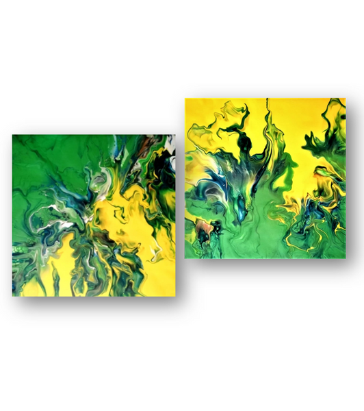 20023 Yellow/Green Metallic Diptych - JoWellArt