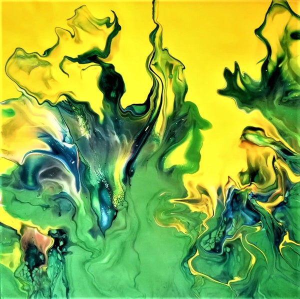 20023 Yellow/Green Metallic Diptych - JoWellArt