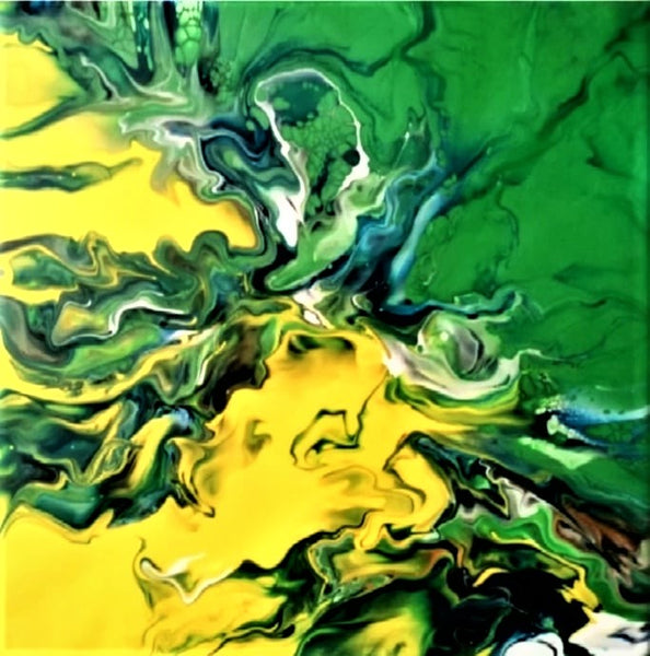 20023 Yellow/Green Metallic Diptych - JoWellArt